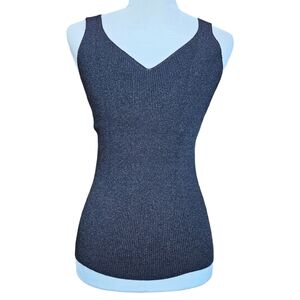 Vintage black halter top deep V front & back metallic thread body con size M